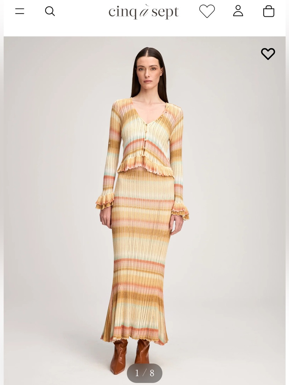 Edith Space Dyed Knit Skirt - Pastel Stripe Cinq a Sept